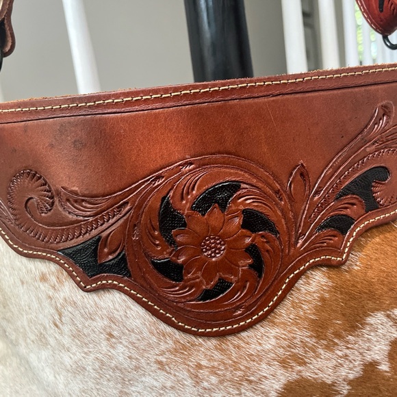 Myra Bag  fringe cowhide leather extra large Crossbody/tote bag gorgeous - Picture 10 of 12